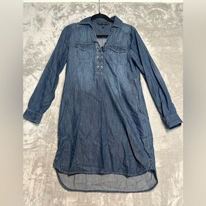 White House Black Market Chambray Denim Dress Women’s 4 Cotton Lace Up